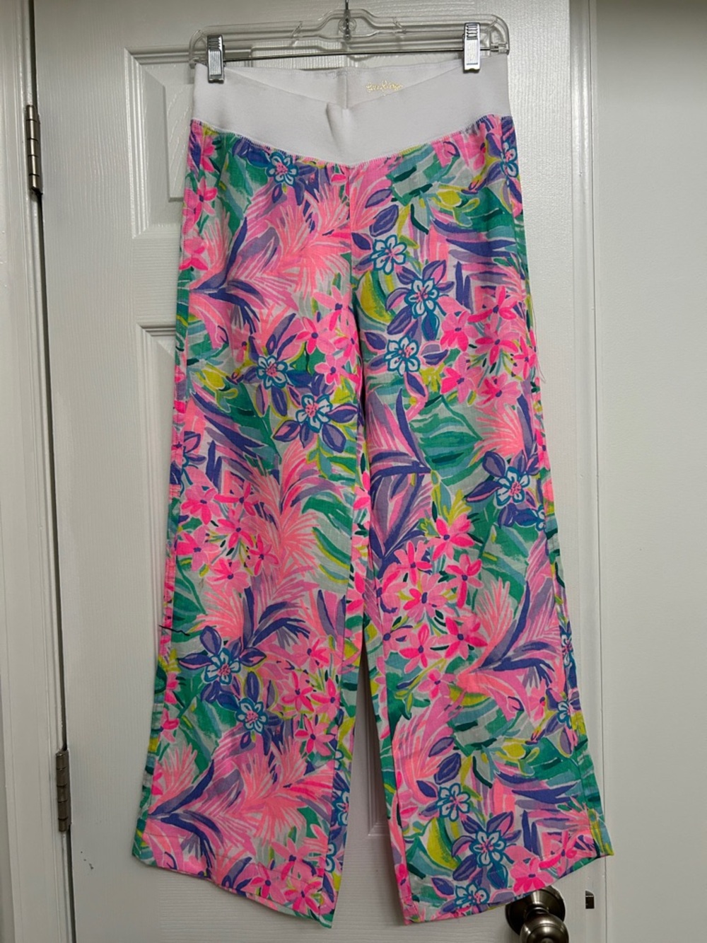Lilly Pulitzer Pink Floral Wide-Leg Resort Palazzo Pants